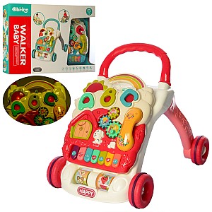 Розвиваючі дитячі ходунки-каталка штовхач Bibi-inn 698-60 Walker Baby з музичною панеллю, рожеві