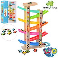 Деревянный гоночный трек Limo Toy MD 2541 Крутой спуск №3 (7 ярусов, 8 машинок-перевертышей)