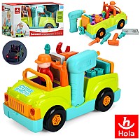 Розвивальна машинка-конструктор Hola 6109 Little Mechanic Tool Truck з інструментами, озвучена українською мовою