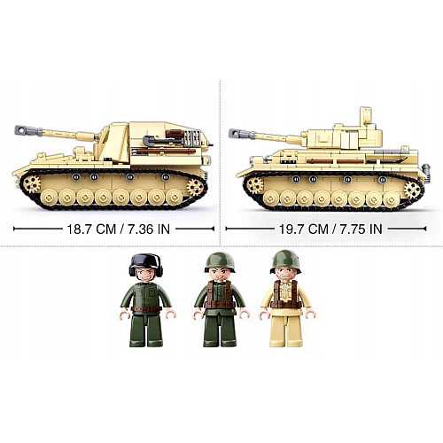 Конструктор Sluban Army WW2 M38-B0693 Немецкий танк Panzer IV САУ Wespe 2в1, 543 детали