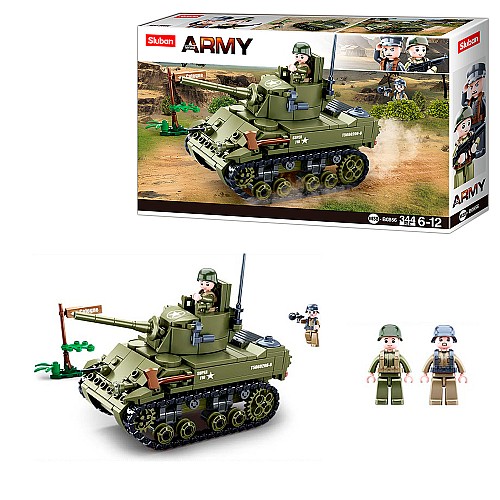 Конструктор Sluban Army WW2 M38-B0856 Американський легкий танк M5 Stuart, 344 деталі