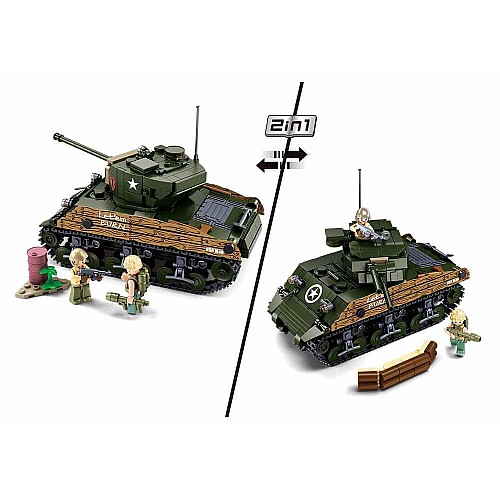 Конструктор Sluban Army WW2 M38-B1110 Американский танк M4A3 Sherman 2в1, 715 деталей