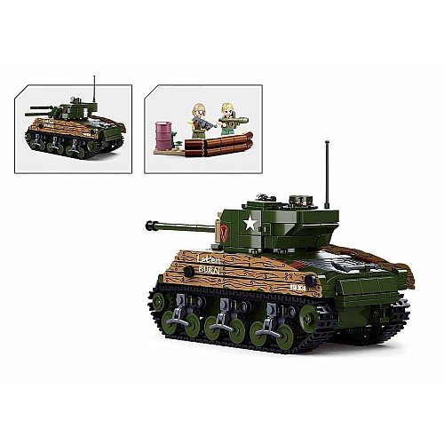 Конструктор Sluban Army WW2 M38-B1110 Американский танк M4A3 Sherman 2в1, 715 деталей