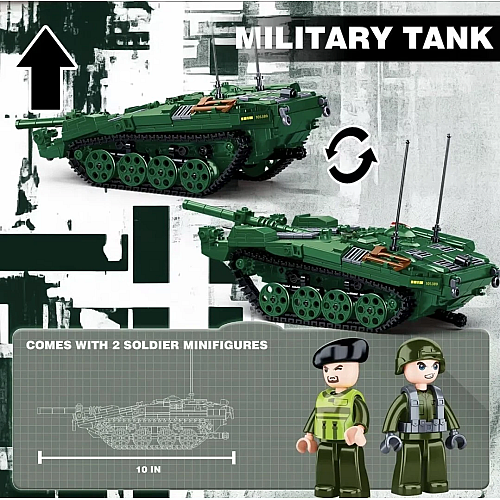 Конструктор Sluban Шведский Танк STRV-103 с фигурками, 692 детали, M38-B1010
