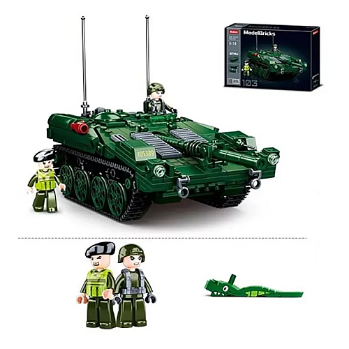 Конструктор Sluban Шведский Танк STRV-103 с фигурками, 692 детали, M38-B1010