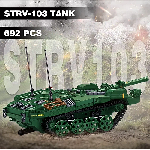 Конструктор Sluban Шведский Танк STRV-103 с фигурками, 692 детали, M38-B1010