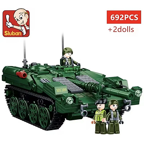 Конструктор Sluban Шведский Танк STRV-103 с фигурками, 692 детали, M38-B1010