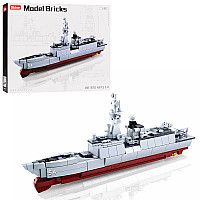 Конструктор SLUBAN M38-B0702 Военный корабль, 1: 450, 33см, вертолет, 417 деталей