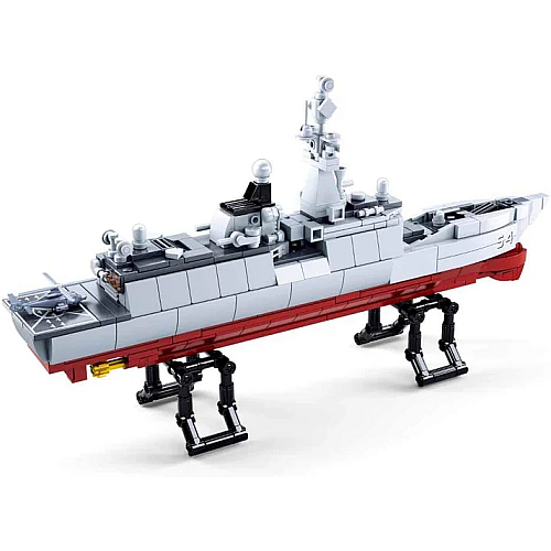 Конструктор SLUBAN M38-B0702 Военный корабль, 1: 450, 33см, вертолет, 417 деталей