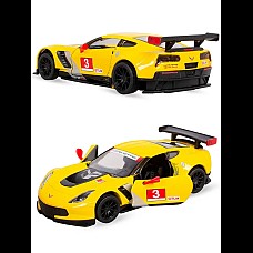 Машинка металева Kinsmart 1:36 Corvette C7. R Race Car 2016. Жовтого кольору (KT5397W)