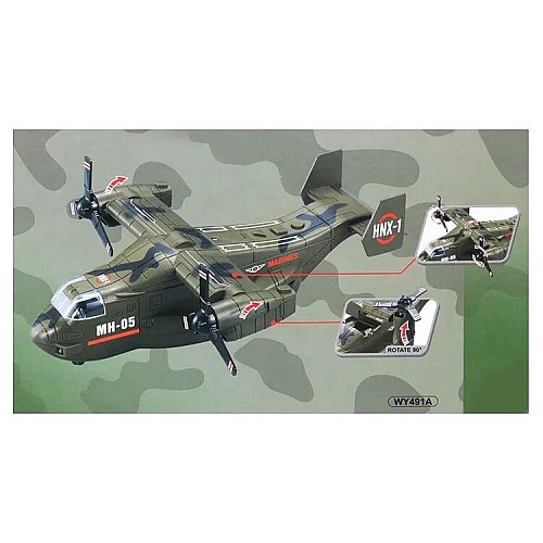 Іграшковий військовий конвертоплан Bell V-22 Osprey зі звуком та світлом, масштаб 1:72 (інерція)