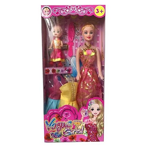 Лялька 319A36 (144шт/2) з сукнями з лялечкою, у коробці 29см