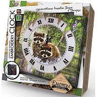 Набір для виготовлення годинників Embroidery Clock. Годинник Єноти (полотно на підрамнику, нитки, бісер)