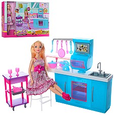Набор мебели для кукол BLD132 кухня, плита, духовка, посуда, кукла