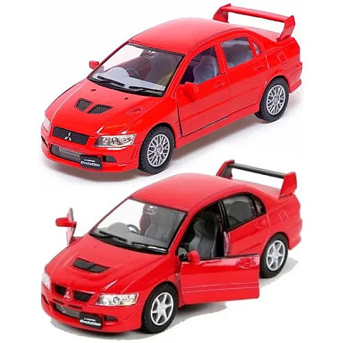 Машинка металлическая Kinsmart 1:36 "Mitsubishi Lancer Evolution VII" KT5052W инерционная, дверь открывается / Красный