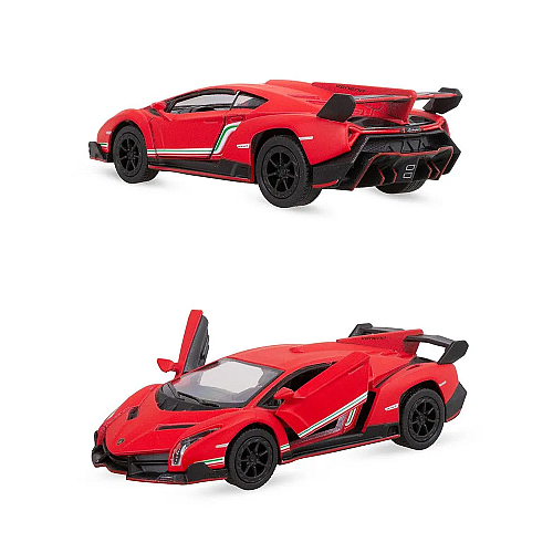 Металева машинка Kinsmart 1:36 Matte Lamborghini Veneno, інерційна, червона, KT5370W