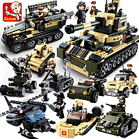 Конструктор Sluban Армия, 8в1, военная техника, фигурка, 928 деталей M38-B0588