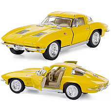 Машинка металева Kinsmart 1:36 1963 Corvette Sting Ray KT5358W інерційна, двері відчиняються / Жовтий