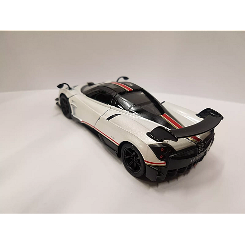 Машинка металлическая Kinsmart 1:38 2016 Pagani Huayra BC инерционная, дверь открывается KT5400WF / Белый с принтом