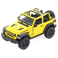 Машинка металева Kinsmart 1:34 2018 Jeep Wrangler KT5412WA інерційна, двері відчиняються / Жовтий з відкритим верхом