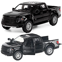 Машинка металева Kinsmart 1:46 2013 Ford F-150 SVT Raptor SuperCrew KT5365W інерційна, двері відчиняються / Чорний