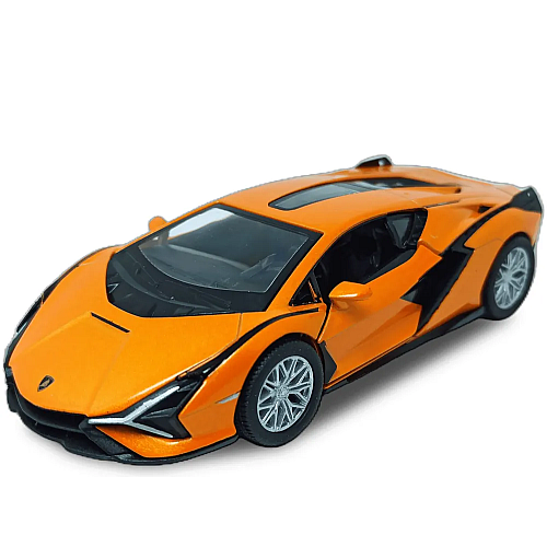 Машинка металлическая Kinsmart 1:40 2018 Lamborghini Sian FKP 37 KT5431W инерционная, дверь открывается / Оранжевый