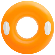 Надувной круг с ручками INTEX 76см "Глянцевый", оранжевый, от 8 лет 59258