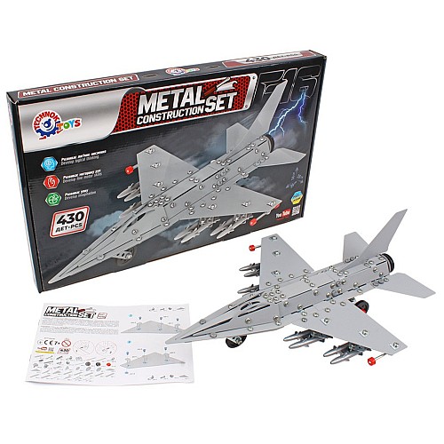 Іграшка Конструктор металевий Літак F-16 430 деталей 9598