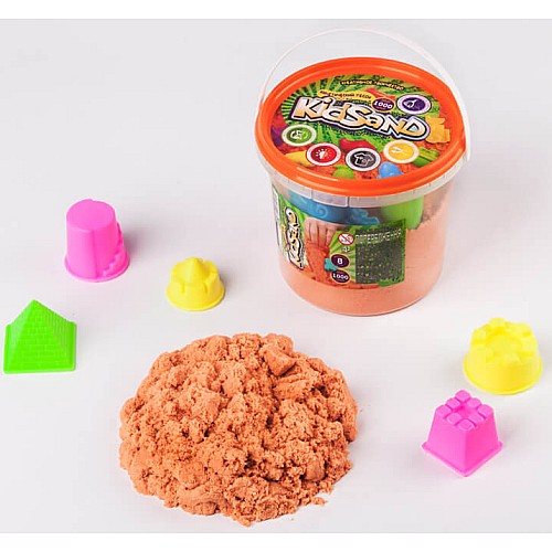 Кинетический песок KidSand в ведре, 1000 г, пасочки (оранжевый) KS-01-01