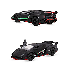 Металева машинка Kinsmart 1:36 Matte Lamborghini Veneno, інерційна, чорна, KT5370W