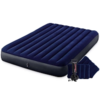 Надувний матрац 64765 Classic Downy Airbed Fiber-Tech, 152х203х25см з подушками та насосом