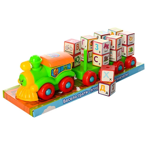 Каталка-паровоз на мотузці з літерами "Буквовоз" PL-401