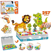 Конструктор мозаїка 3D в кейсі із шуруповертом, 257 деталей (Тварини) M5598