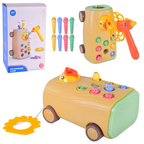 Іграшка-каталка "Дятел Нагодуй пташеня" на мотузку - XQS2022A