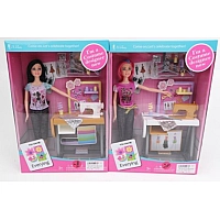 Лялька "Модельєр", стіл, швейна машинка, аксесуари,  JX200-84