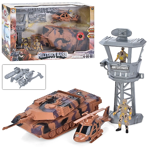 Набір з транспортом 1828-127A: танк, вертоліт, башта, солдати, звук, світло
