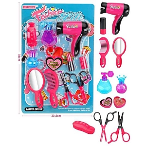 Перукарський набір 58497 фен, ножиці, гребінці, аксесуари, на планшетці 23, 5*36см