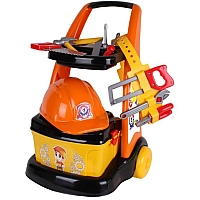 Игровой набор инструментов с тележкой и каской ТехноК (арт. 6511) - для юных строителей, 12 предметов, безопасные материалы, развивающая игрушка.