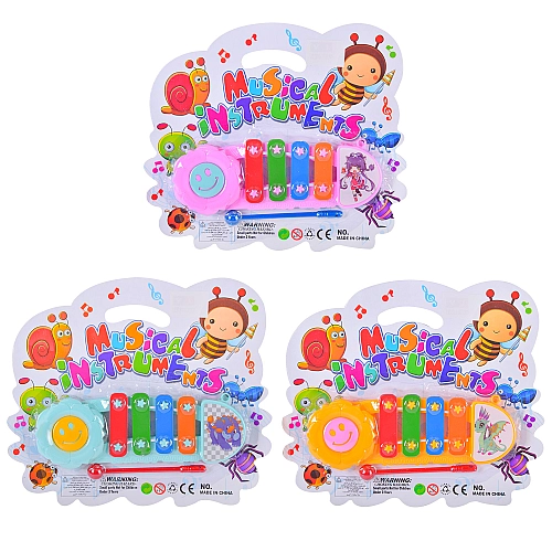 Ксилофон арт. Y9093  3 кольори мікс, планш. 20, 5*19, 5*2см