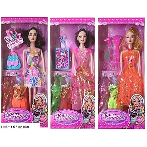 Лялька типу Барбі арт. A8-3/4/5 (144шт/2) 3 види, набір суконь короб. 13, 5*4, 5*32см