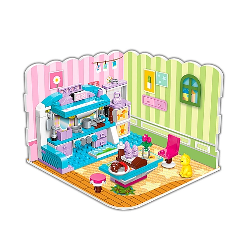 Конструктор Qman 3в1 "Кімната для дівчинки" – 194 деталі, вітальня, кухня, спальня