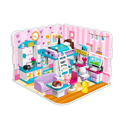 Конструктор Qman 3в1 "Кімната для дівчинки" – 194 деталі, вітальня, кухня, спальня