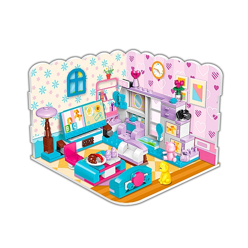 Конструктор Qman 3в1 "Кімната для дівчинки" – 194 деталі, вітальня, кухня, спальня