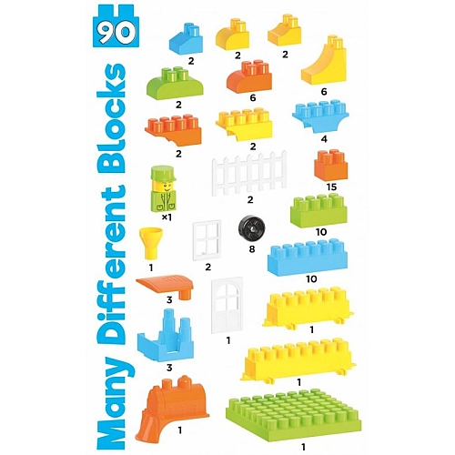 Конструктор дитячий блочний різнокольоровий 90 деталей 6573