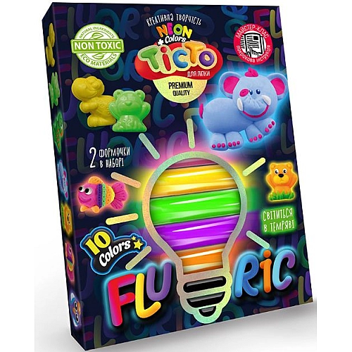 Тісто для ліпки "FLUORIC" коробка 10 кольорів TMD-FL10-01U/04U