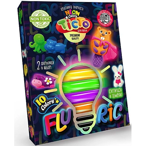 Тісто для ліпки "FLUORIC" коробка 10 кольорів TMD-FL10-01U/04U