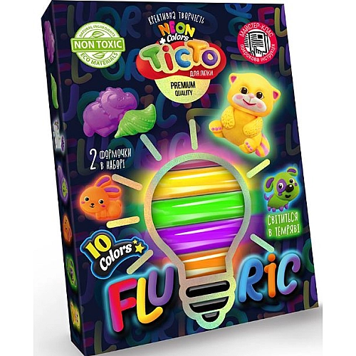 Тісто для ліпки "FLUORIC" коробка 10 кольорів TMD-FL10-01U/04U