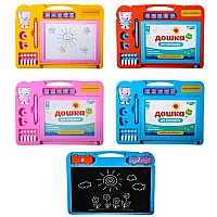 Дошка магнітна PL-7018 малюнок ручкою-стікером, 2 штампа, 4 кольора мікс, пакет. 30*24 см, р-р іграшки – 31*23*2.5 см
