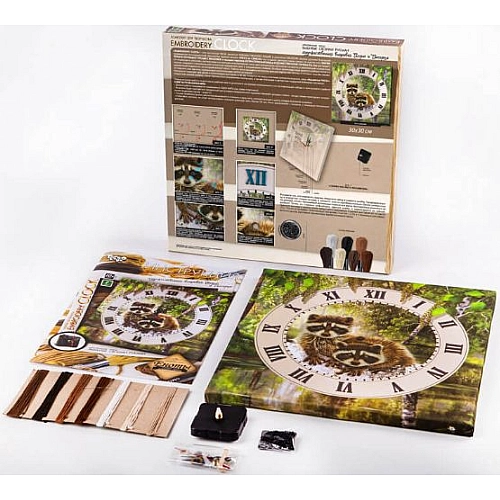 Набір для вишивки та створення годинника 'Єноти' (Embroidery Clock ЕС-01-01)