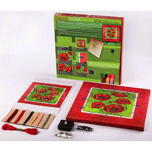 Набір для вишивки та створення годинника 'Маки' (Embroidery Clock ЕС-01-05)